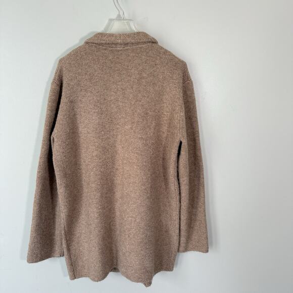 J. Crew Cocoon Sweater Blazer Cardigan Womens S Tan Merino Wool Alpaca Pockets - Picture 4 of 8